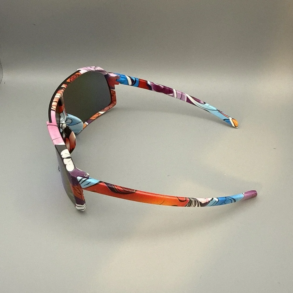 MULTICOLOR GRAFFITI UV400 Shield SUNGLASSES Mirror Lense Sports- Cycle - HOT